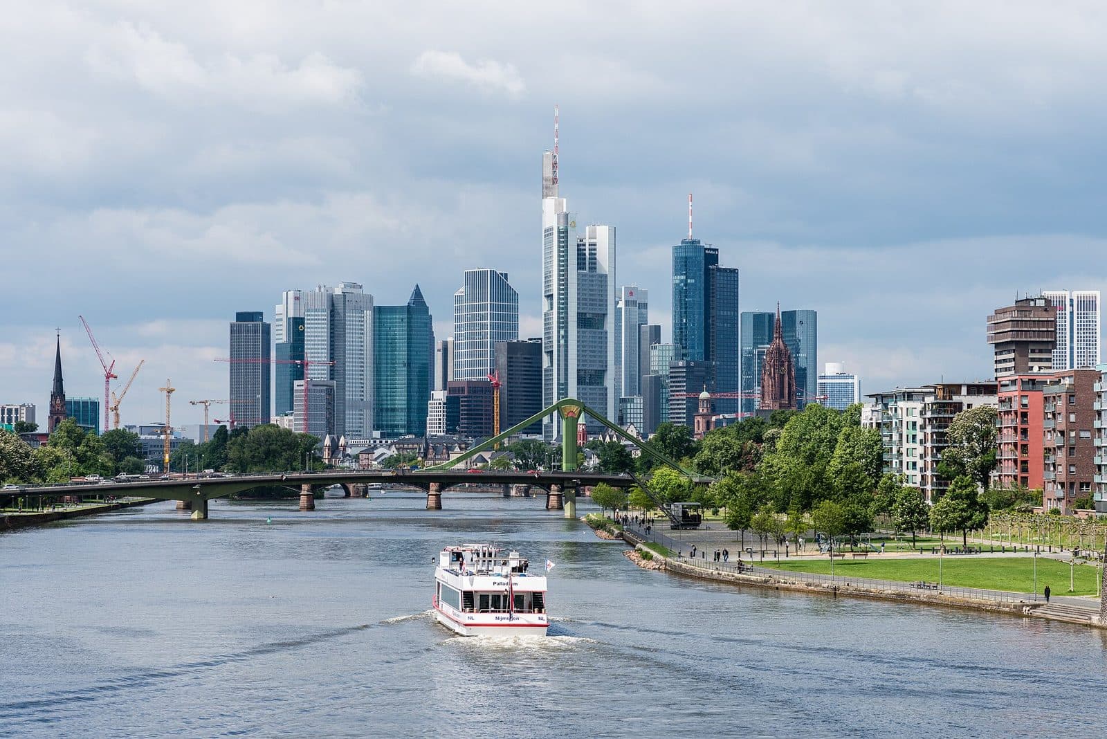 Frankfurt skyline across the river Main