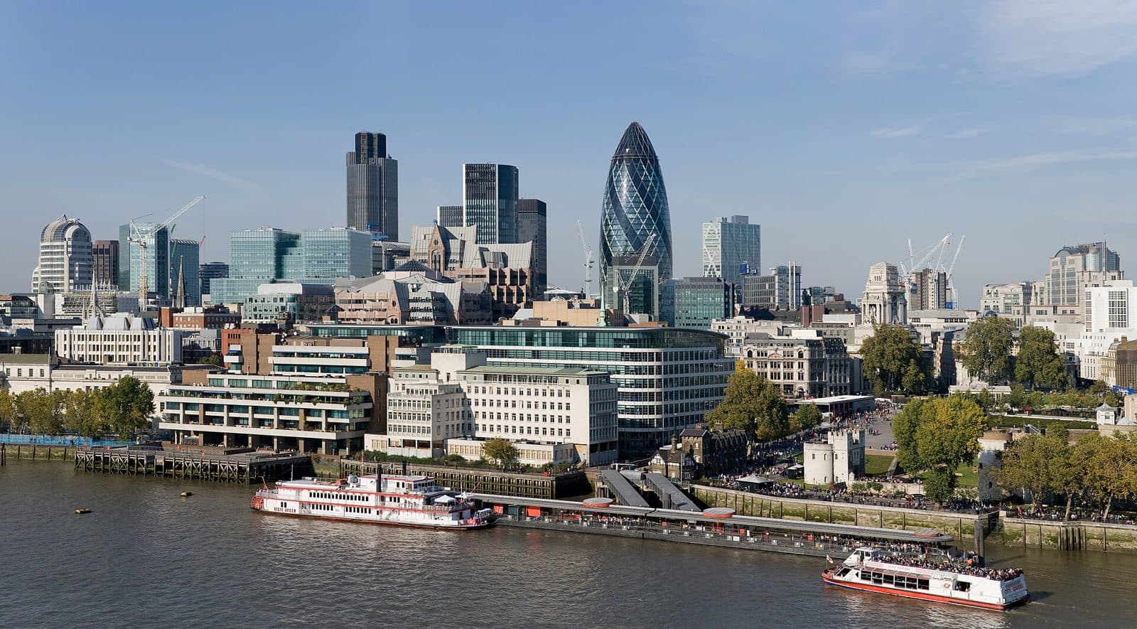 City of London skyline seen from the river Thames
